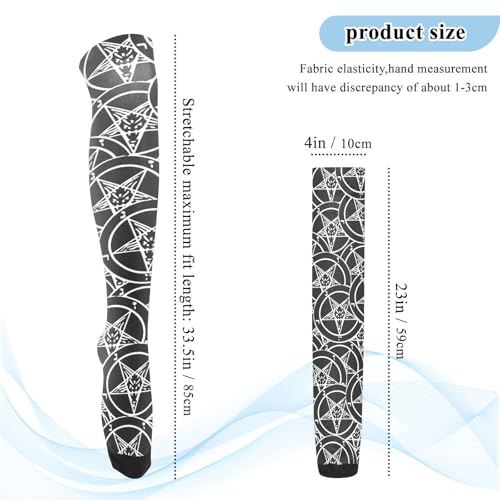 Augenstern Stretchy Thigh High Socks for Women Satanic-sigil-baphomet-pentagram Comfortable Over the Knee Socks, One Size Fits Most, Great for Daily Wear, Cosplay, Party3