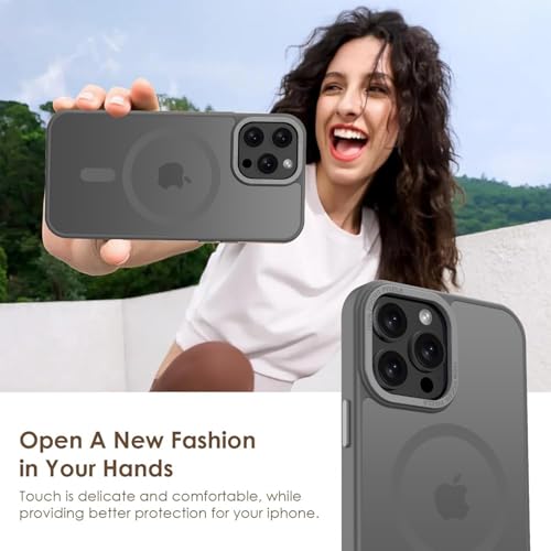 Coque iPhone 13 Pro MagSafe KPPIT antichoc givrée gris titane