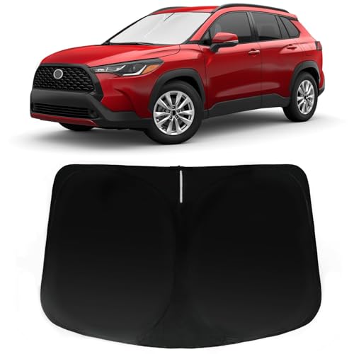 Image of Windshield Sun Shade for Toyota Corolla Cross 2022-2025 2026, Car Front Window Sunshade with 240T Sun Visor Protector Blocks UV Rays Heat Sun Shield Accessories