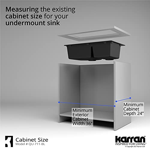 Karran Qu-711 Undermount Quartz Composite 32 In. 60/40 Double Bowl Kitchen Sink Kit In Black #TOP6