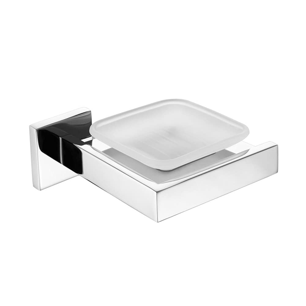 Barras de toalla dobles y jabonera de vidrio para baño moderno