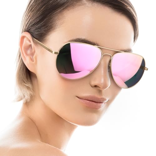 SODQW Aviator Sunglasses for Women Men Oversized with Metal Frame, Mirrored Polarized Aviator Sunglasses with UV Protection