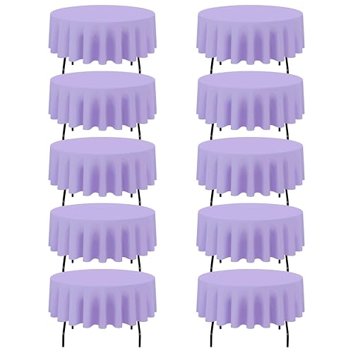 BRILLMAX 10 Pack Lavender Round Tablecloths 90 Inch for 60" Tables