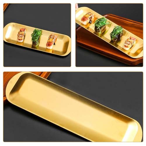Plato rectangular grande de acero inoxidable miniatura 6