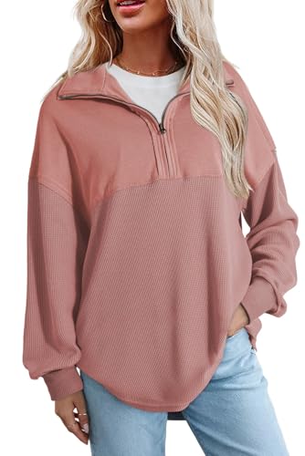 Image of SHEWIN Women Fall Sweatshirt Casual Half Zip Pullover Fall Top 2026 Clothes