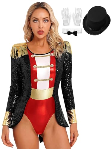 Circus ringmaster cosplay body chapeau vêtement de spectacle halloween femme