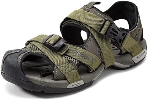 RUNMAXX Men's Outdoor Hiking Sandals Fisherman Sandals Lightweight Athletic Trail Sport Sandals Army Green, 9.5