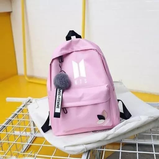 Image of BTS Backpack for Girls | K-Pop School Bag with Trendy Design & Keychain | Waterproof Lightweight Travel & College Women Backpacks for Teens | Shoulder Bags | Gift For Girls