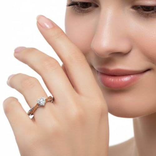 Image of 55Carat Choose Your Gemstone 925 Sterling Silver Infinity Twist Ring Crystal Heart Shape Side Stone Wedding Valentine Wear Promise Ring with Pave Setting for Women Size US 4 to 12