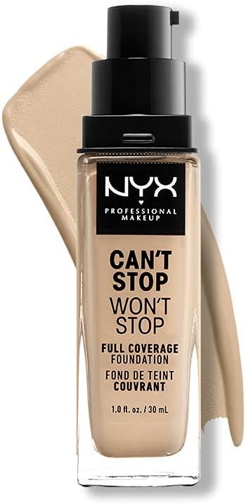 NYX Professional Makeup Can’t Stop Won’t Stop Full Coverage Foundation, Langdurig, Waterproof, Veganistische formule, Matte teint, Kleur: Nude