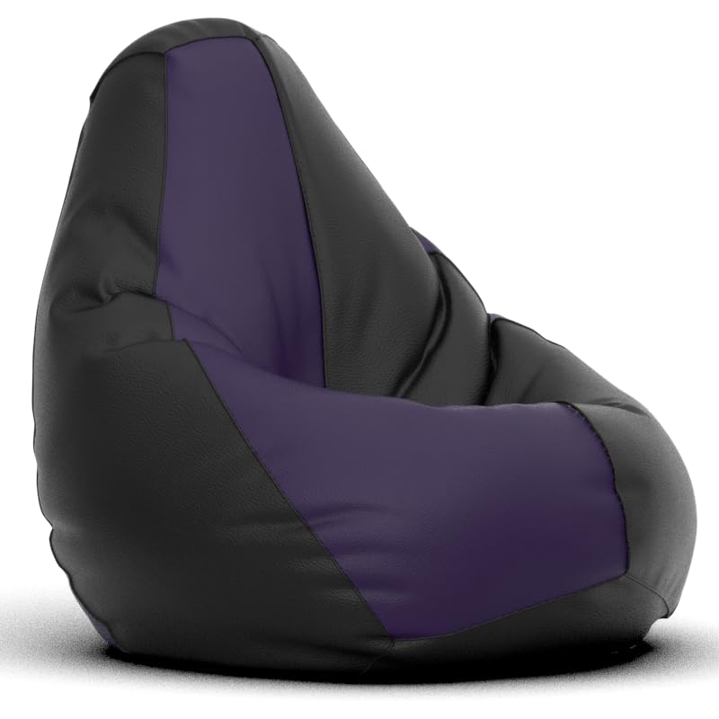 Image of Bean Bag Chair Cover | Size: 0XL | Color: Black Indigo | Without Beans | Premium Leatherette Cover (CMF 0305)