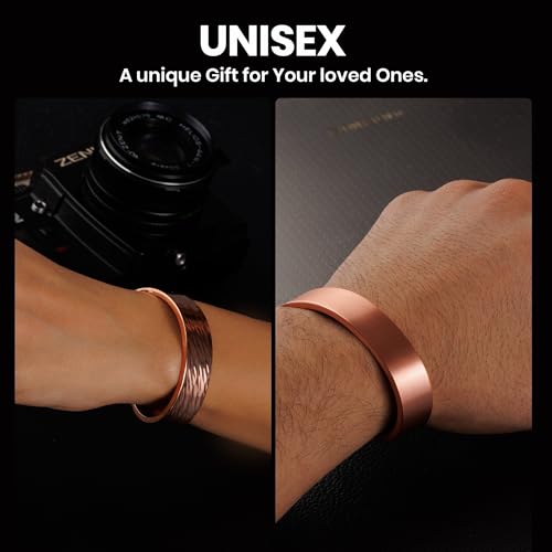 DEMMEX 3mm Thick Copper Bracelet for Men & Women – 100% Pure Solid Turkish Copper Cuff Bangle, Heavy-Gauge & Uncoated, Non-Magnetic – 1/8" Thickness, Thickest of Its Kind3