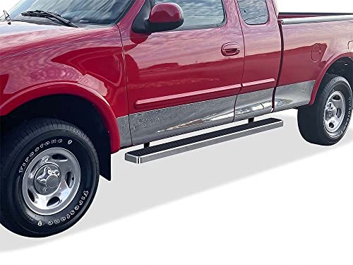 APS (304 Stainless Steel Polished Silver 5in Running Boards Nerf Bars Side Steps Compatible with Ford F150 1999-2003 Super Cab 4-Door (Include 04 Heritage) & F250LD 1999-2003 3-Door Light Duty ONLY
