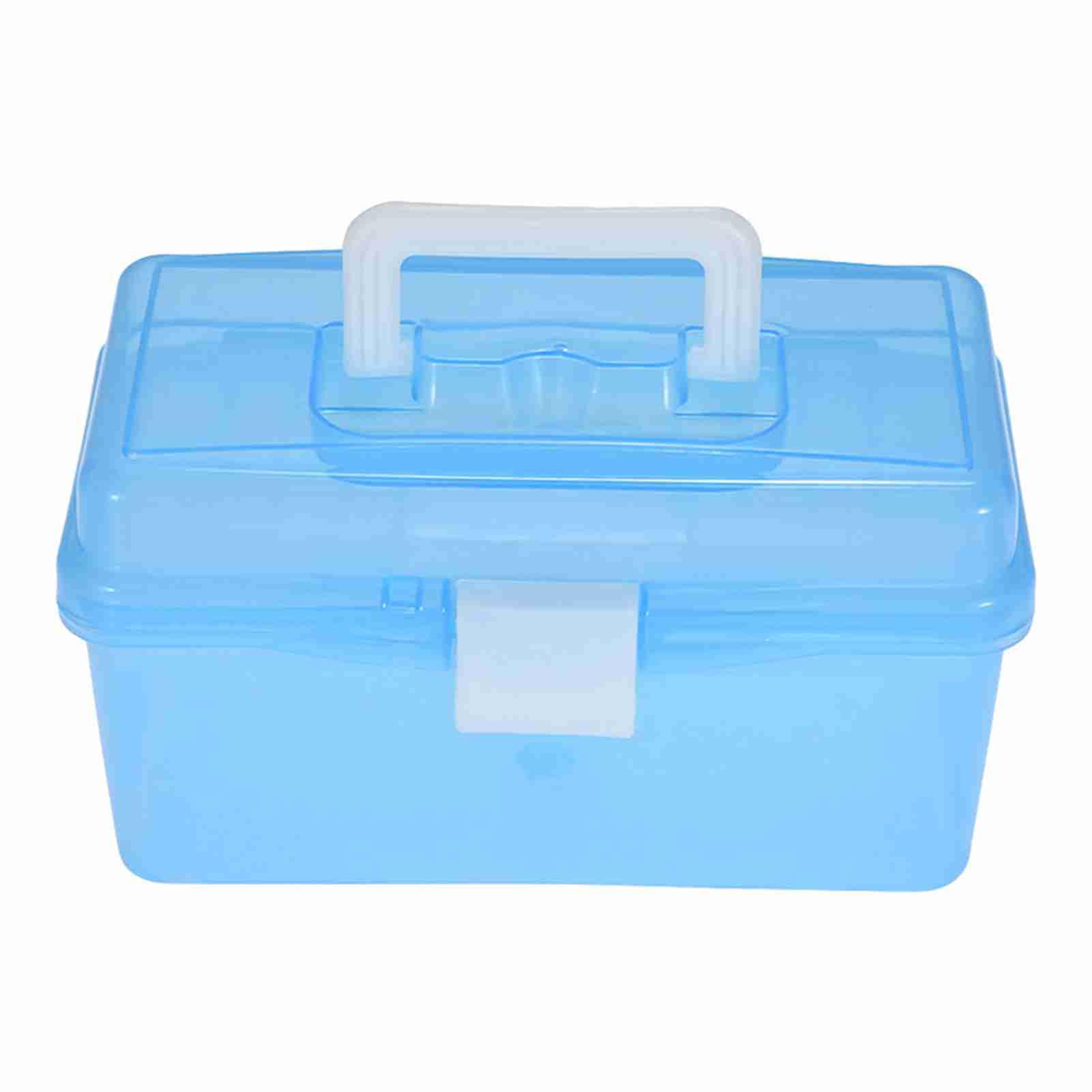 Boîte de fournitures artistiques en plastique transparent bleu Brrnoo pour loisirs créatifs