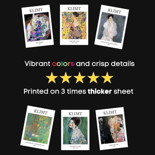 Image of Gustav Klimt Poster | Gustav Klimt Poster Paintings Polaroids | Aesthetic 15 Mini Posters (8.6 x 6 cm) | Posters of Klimt's Lady with Fan, Death and Life, The Kiss, and more | Gustav Klimt's Poster