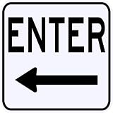 BCTS Panneau d'avertissement réfléchissant Entrée w Flèche gauche de qualité municipale de rue en métal Plaque carrée 12 x 12 pouces