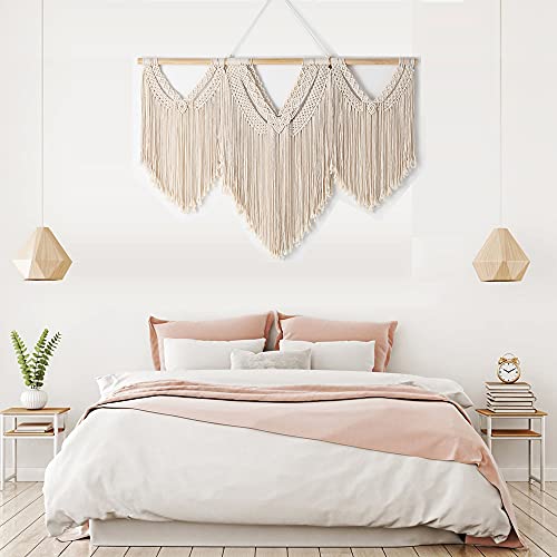 Mokof Large Macrame Wall Hanging Wide Macrame Wall Decor Boho Woven Art, 43"X32" #TOP1