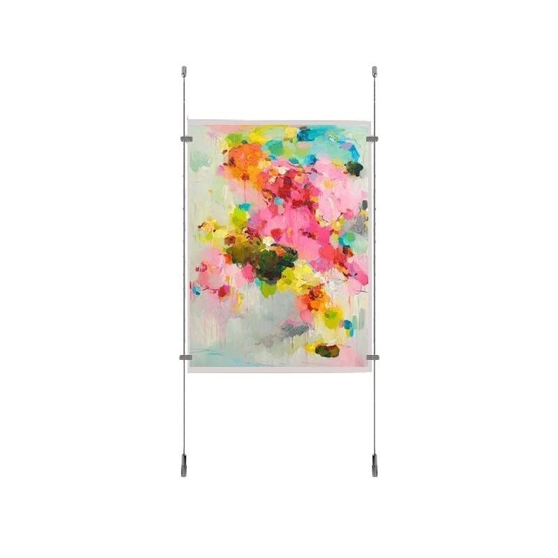 A1 Portrait Landscape Cable Wire Steel Rope kit Ceiling to Floor with Easy Access Pocket Cable Display System (1 A1 Portrait Panel with 2 Cables)