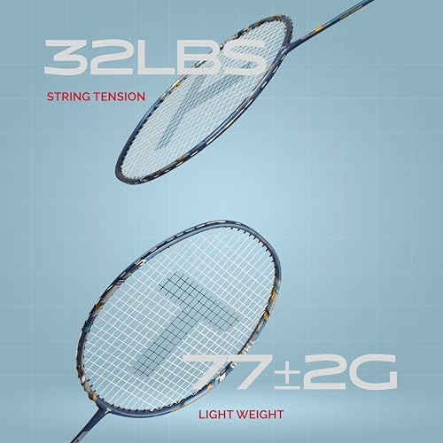Image of TANSO Lightbearer Full Graphite Ultra Light Weight Carbon Fibre Strung Badminton Racket (32 Lbs Tension, 675 mm Long, 77 Grams, Strung with Premium Strings and Full Racquet Cover)