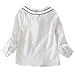 KUYEEBEAR Women's Long Sleeve Blouse with Scalloped Neckline, White Cotton (US, Age, 6 Years, White)