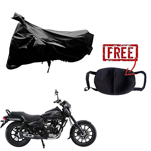 Image of Kandid Black Bike Cover with Pollution Mask for Bajaj Avenger Street 150