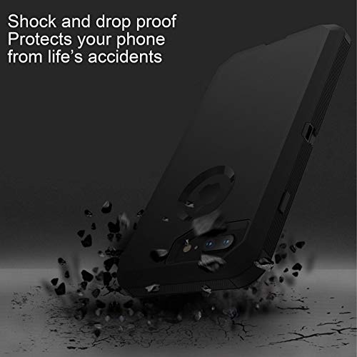 Mxx Iphone 8+ Heavy Duty Case [3 Layers] With Screen Protector - Rubber Shockproof Protection For 7+/8 Plus (Black) #TOP5