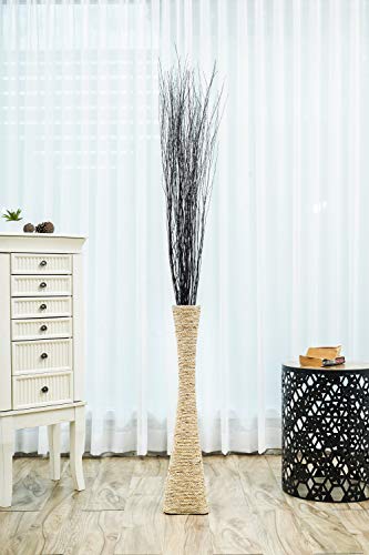 Image of Leewadee Tall Vase Filler, Natural Grass Stems - 2 Bunches of Colored Decorative Branches for Vases, Carefully Dried Rattan Twigs for Home Decoration, 45 inches, Black Brown