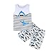 2PCs Toddler Boy Clothes Set O-Collo Senza Maniche Gilet Camicia Crop Top Elastico in Vita Pantaloncini Pantaloni Canotta T-Shirt Cartoni Animati Abbigliamento da Spiaggia (Banda, 3-4 Anni)