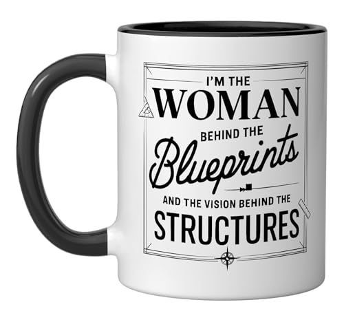 Taza de cerámica arquitectura negro/blanco 11 oz miniatura 1