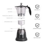 Cuban Coffee Maker, 6 or 3cup Electric Espresso Coffee Maker, Portable Cafeteras Electricas Modernas, Electric Moka Pot with Detachable Base & Overheat Protection, Coffee Gift for Home Travel - Image 2