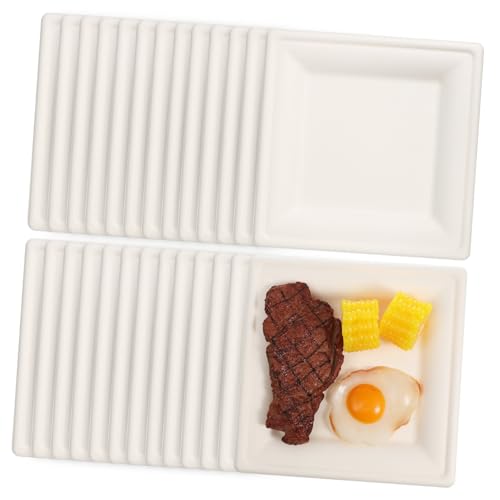 DONFAMDS 50個 加厚白色方? 使い捨てパーティープレート 大容量耐久性スナック皿 デザートや食事用 四角形ディナートレイ キャンプやビュッ