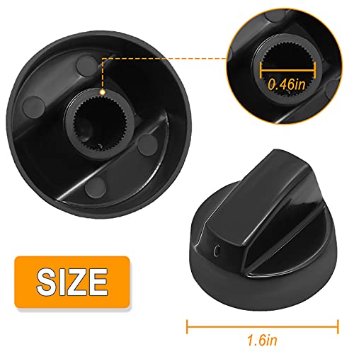AMI PARTS Universal Oven Knobs - 4 Black Stove Control Knobs & 12 Adapters (4 Long, 8 Short) - Compatible with Most Gas & Electric Ranges & Ovens - Universal Stove Knobs- 90-Day Guarantee