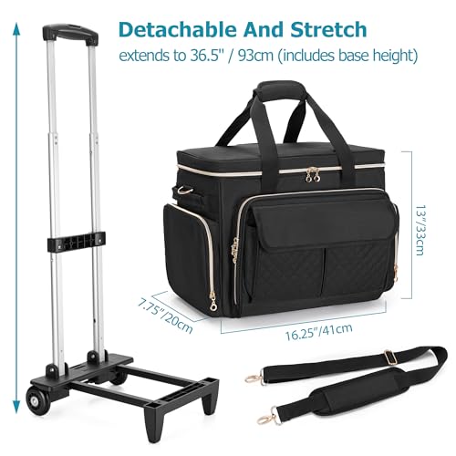 image for LUXJA Rolling Sewing Machine Case with Multiple Pockets, Sewing Machin