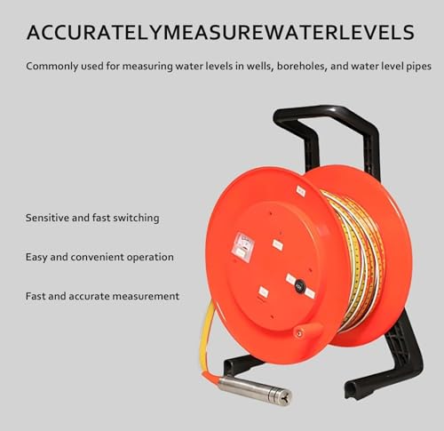 Misuratore di livello dell'acqua profonda da 10 a 300 m, strumento di misurazione accurato con luce LED e sonda in acciaio sensibile per una misurazione affidabile delle acque profonde
