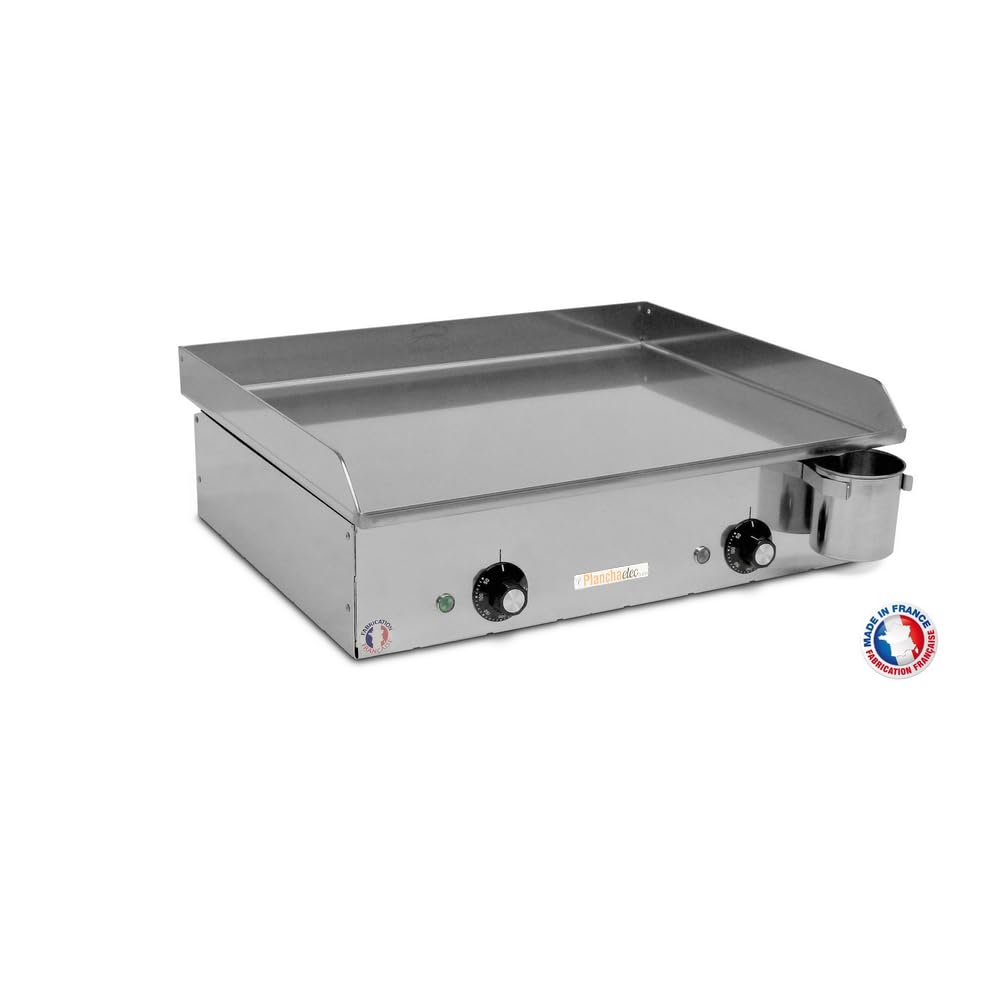 PLANCHAELEC - Pack Complet Plancha Electrique NEO E530-2400W - Chariot + Accessoires - Inox - Thermostat Réglable - 8 Personnes - Made In France - L53 X P43 X H18 cm