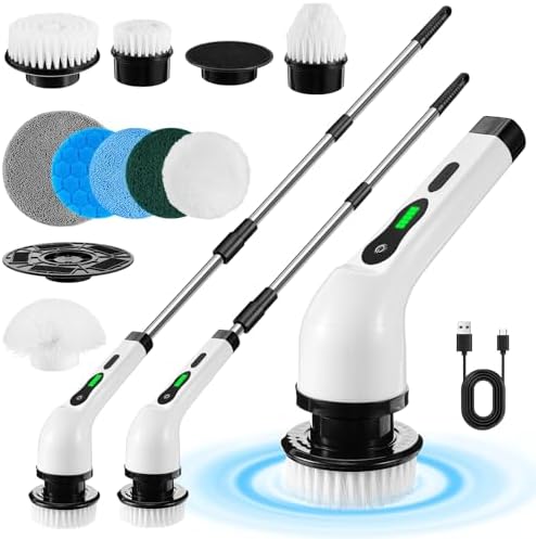 Escova Giratória de Limpeza Elétrica Motor Potente 25W 5000Mah Es...