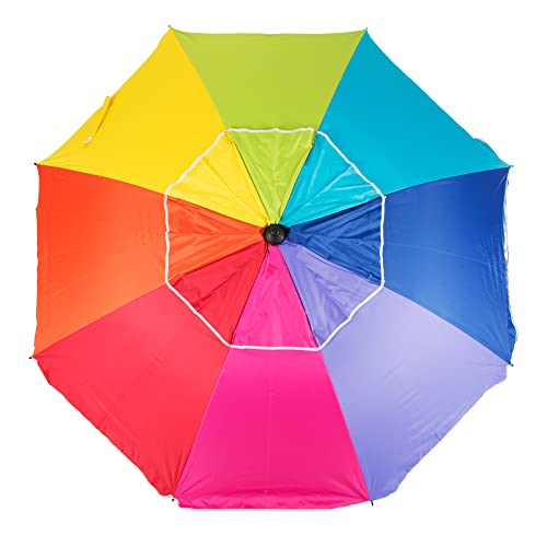 CREVICOSTA QUALITY MARK MARCAS DE CALIDAD - Sombrilla 220 cm con Espiral y Poste de Recorrido Total. Protección total contra los Rayos UV. 8 Varillas (Orgullo)