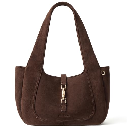 Image of BOSTANTEN Suede Shoulder Bag for Women Vintage Purse Dumpling Tote
