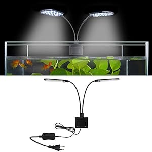 Senzeal X7 Gemini – Luz LED con dos cabezales de acuario (220 V, 15 W, 1600 lm, X7, para depósito de peces de 8 a 15 pulgadas)