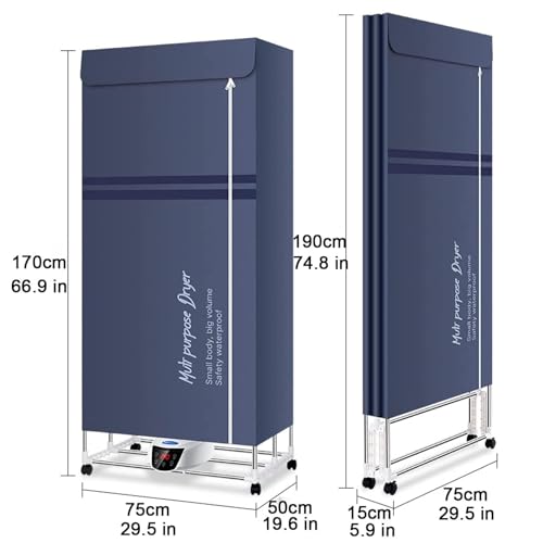 WBRSybUK Energy Saving Heated Clothes Airer Dryer Rack - Electric Drying Rack with Cover, 2300W, Foldable Indoor 3-Tier Airer - Efficient Clothes Drying Rack,2 floor,Grey - Image 2