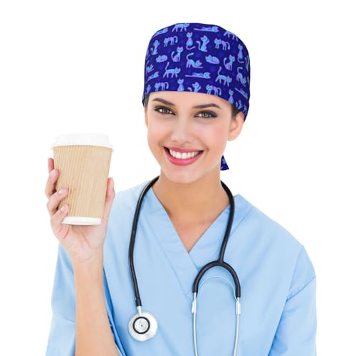 Image of Surgical Caps Men Women, Scrub Cap with Sweatband Adjustable