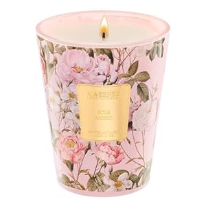 M&SENSE Rose Amber Scented Natural Soy Wax Candle, 14.1oz 60 Hours Long Lasting Slow Burning Candles for Home Decor, Aromatherapy Candle for Stress Relief