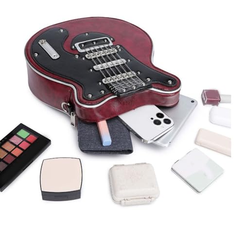 Small Shoulder Bags Creative Guitar Shape Crossbody Bag Zipper PU Bag for Girls Women Adjustable Shoulder Belt Person2