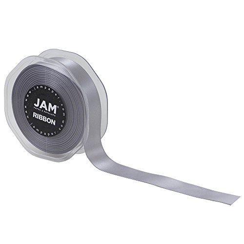 Jam Paper Double Faced Satin Ribbon - 7/8 Inch Wide X 25 Yards - Silver - Sold Individually #TOP14