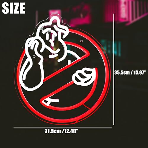 Image of Heliwey Bored Ghostbusters Neon Sign for Wall Decor, LED Neon Red Ghost Light for Bedroom, Party, Bar, Man Cave, Ghostbuster Decor for Holiday Game Room