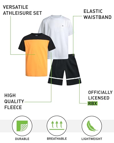 Camiseta de rendimiento y pantalones cortos activos para niños RBX conjunto de 3 piezas 2