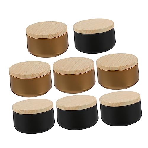 DOITOOL 8Pcs Boxes Tinplate Candle Cans Boxes for DIY Scented Candles for Parties Holidays Each with Wooden Lids