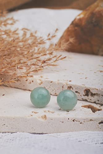 Echos Healing Stones Handmade Natural Green Jade 12Mm Large Earring Studs For Women For Men Graduation Gift For Back To School thumb #4