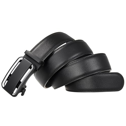 Men Leather Belts Automatic Ratchet Buckle Business Formal Dress3