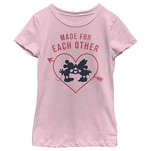 T-shirt rose pour fille Disney Characters avec col rond taille L en coton rose clair
